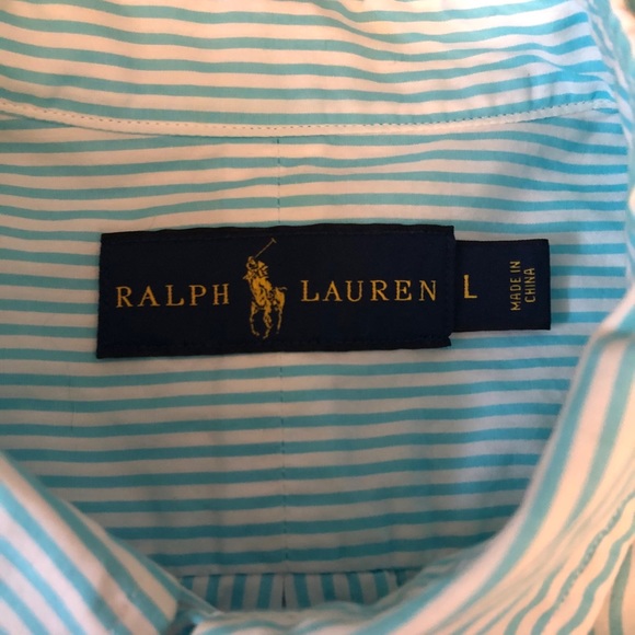 Ralph Lauren: Teal Short Sleeve Button-Down - Picture 4 of 4